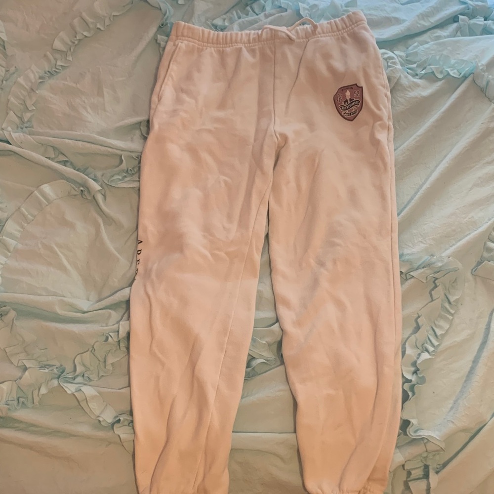 abercrombie kids Light Pink Fleece Joggers with Patch